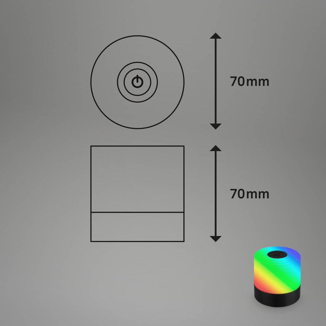 LED-Akku-Tischleuchte Smal, schwarz, RGBW, Kunststoff, 7 cm