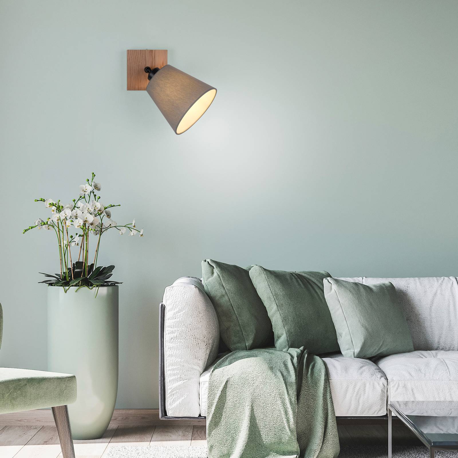 Wandstrahler Green Michel mit Stoffschirm