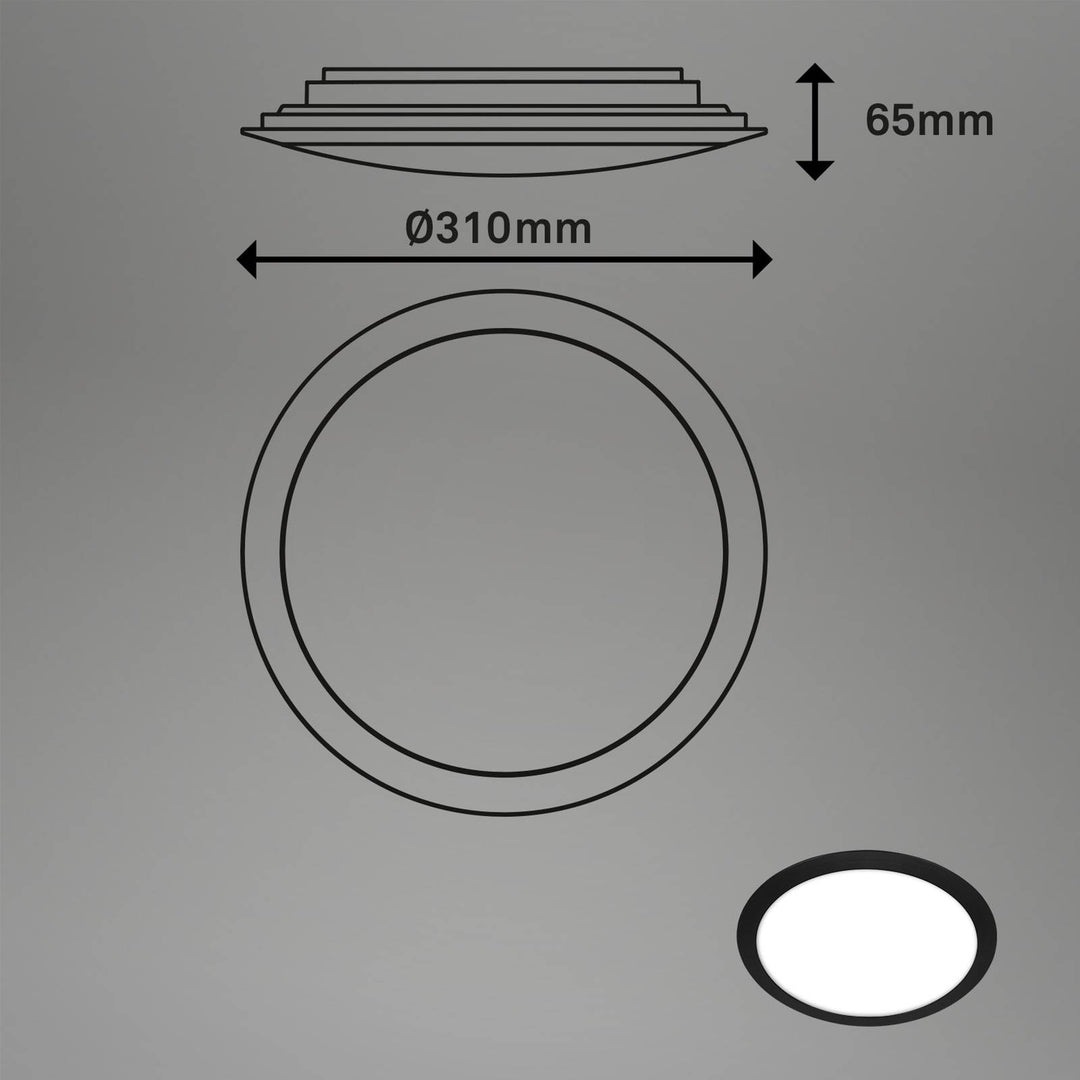 LED-Außendeckenleuchte 3766015 IP44, schwarz