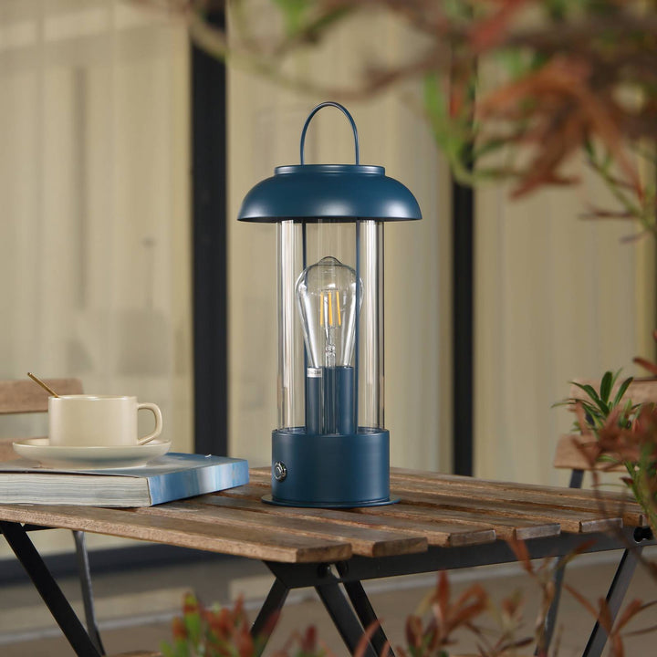 Lindby LED-Akkutischleuchte Yvette, blau, IP44, Touchdimmer