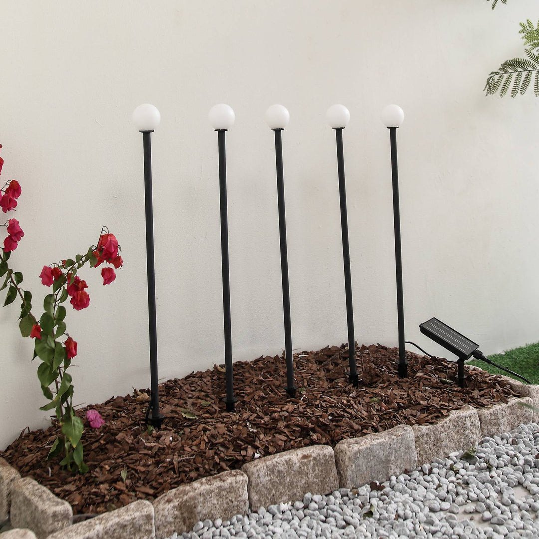 Lindby LED-Solarleuchte Freydis, 5er-Set, schwarz, 2.000 K