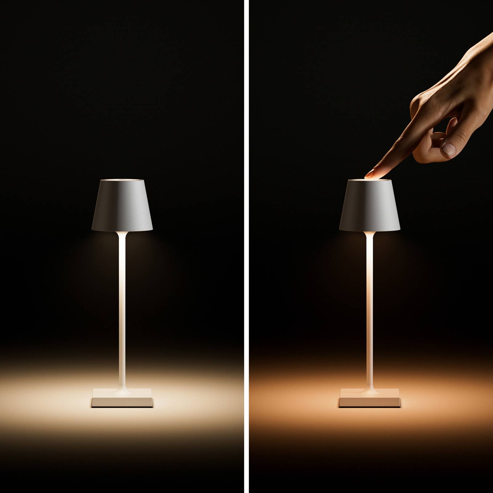 LED-Akkutischlampe Nuindie pocket, schwarz, IP54, dimmbar