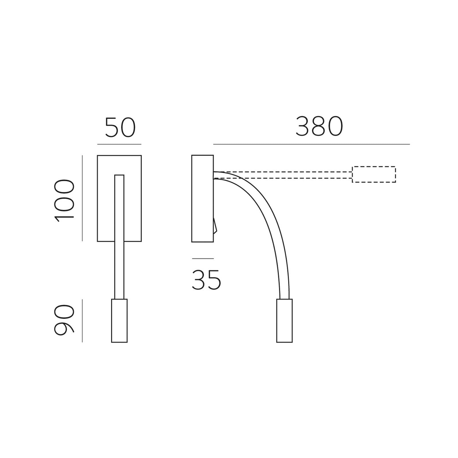 LED-Wand-Leseleuchte Cio, Schalter, Flexarm, 930, schwarz
