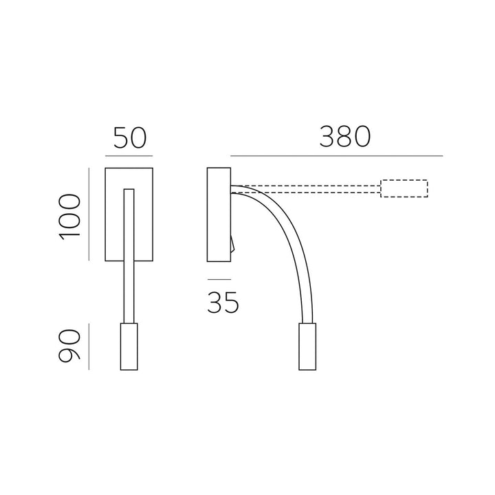 LED-Wand-Leseleuchte Cio, Schalter, Flexarm, 930, schwarz