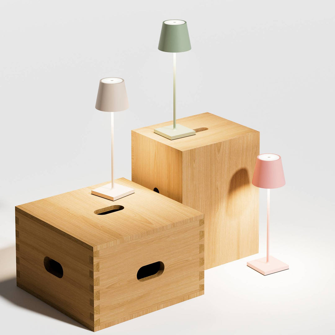 LED-Akkutischlampe Nuindie, USB-C, beige, IP54, dimmbar
