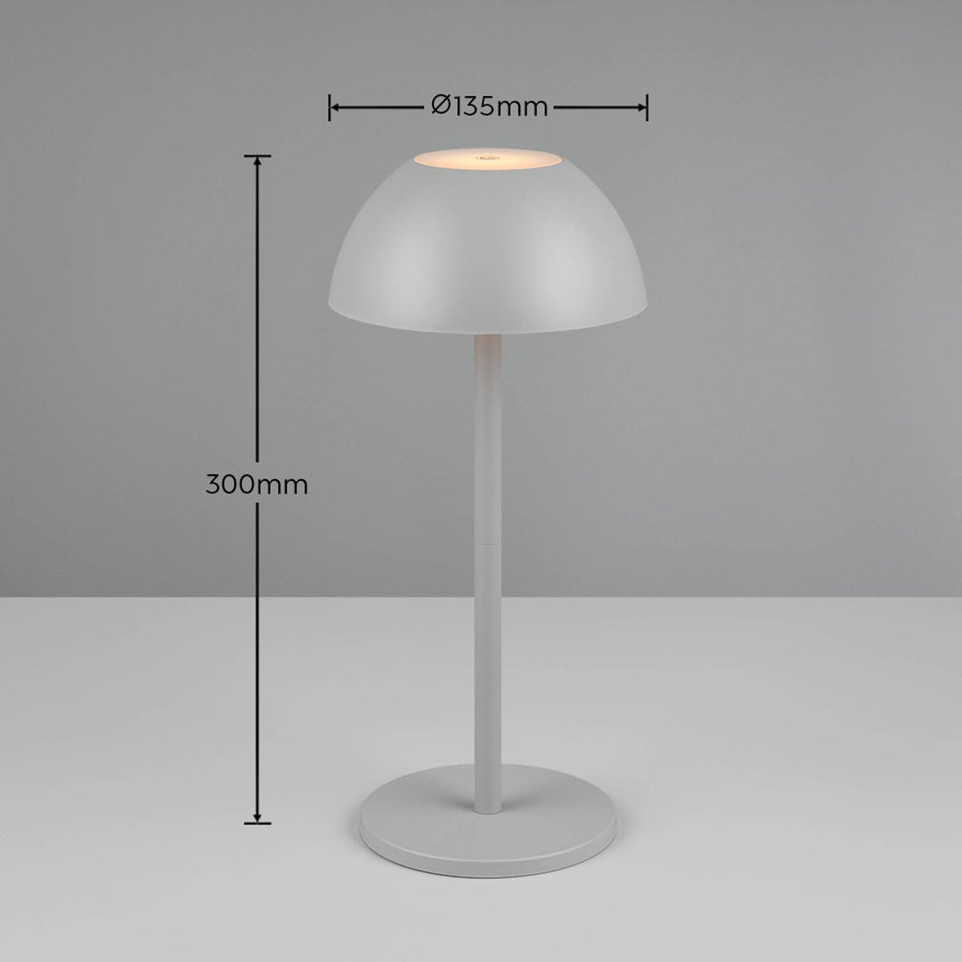 LED-Akku-Tischlampe Ricardo, grau, Höhe 30 cm, Kunststoff