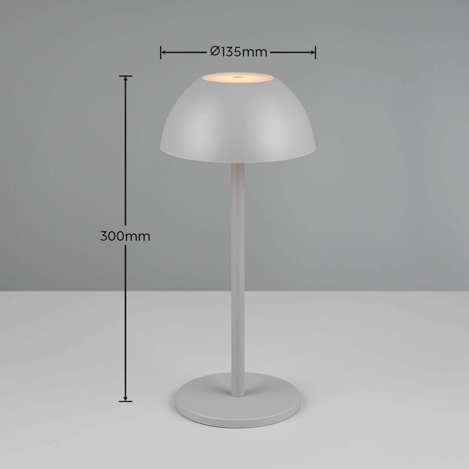 LED-Akku-Tischlampe Ricardo, grau, Höhe 30 cm, Kunststoff