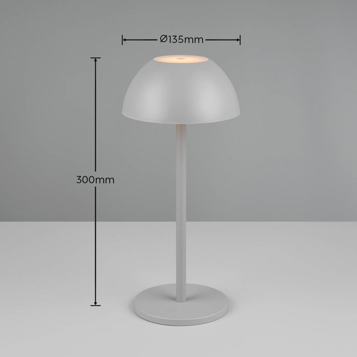 LED-Akku-Tischlampe Ricardo, grau, Höhe 30 cm, Kunststoff