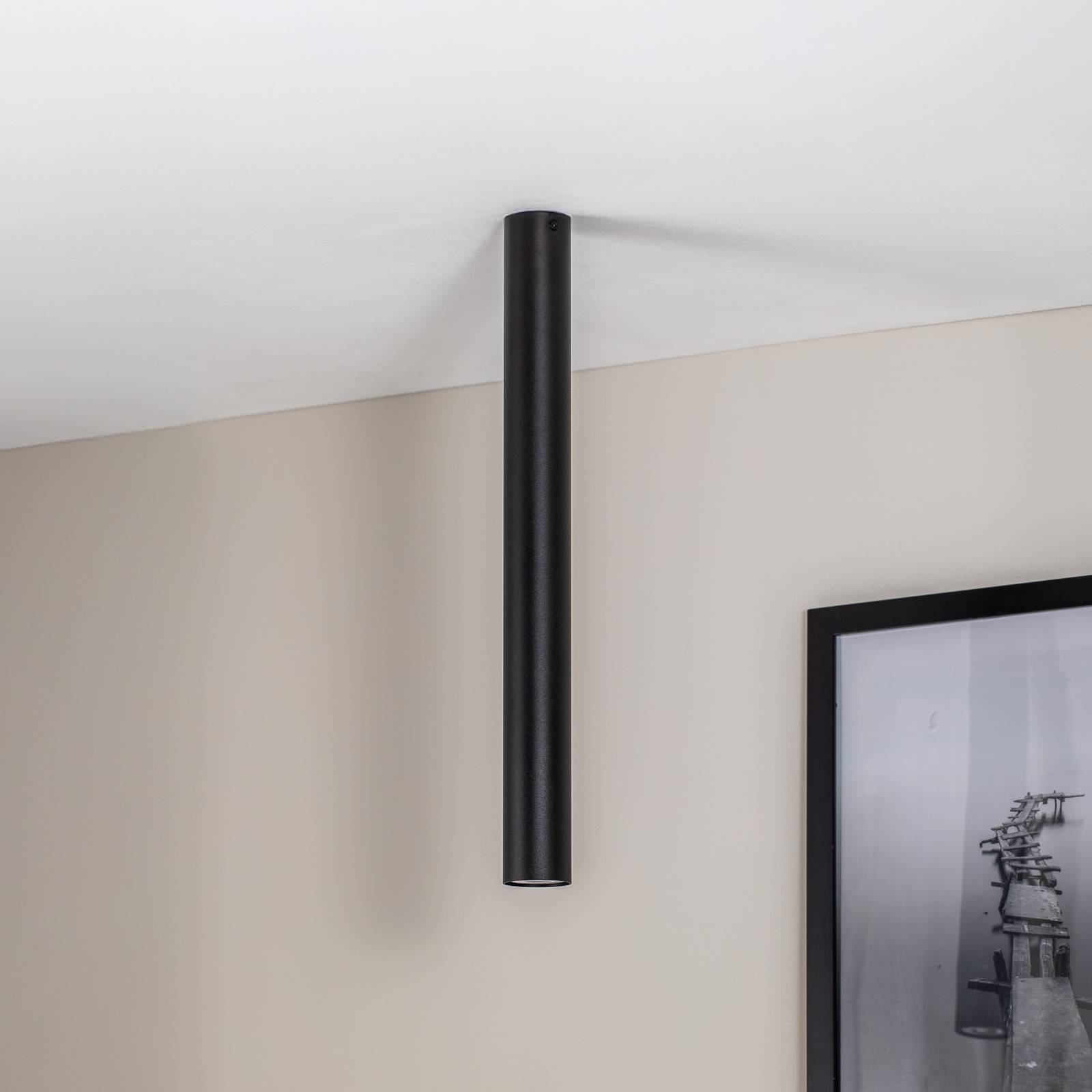Deckenstrahler Tecno 1XL, Stahl, GU10, Höhe 60 cm, schwarz