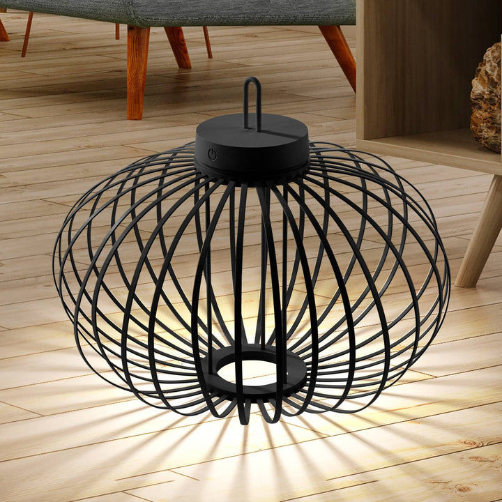 JUST LIGHT. LED-Akku-Tischleuchte Akuba schwarz 37 cm Bambus