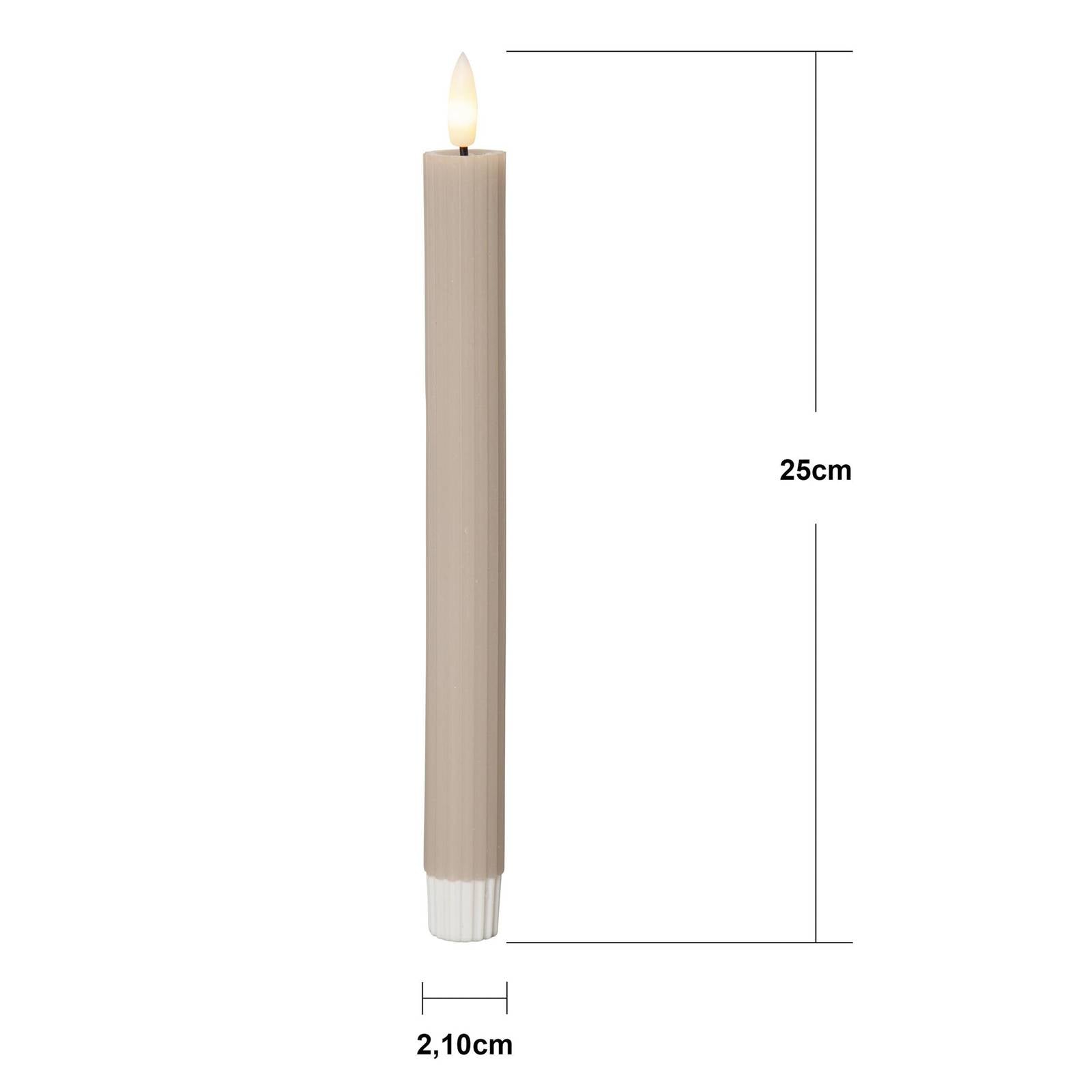 LED-Kerze Flamme Stripe, beige, 25 cm Wachs Batterie 2er-Set