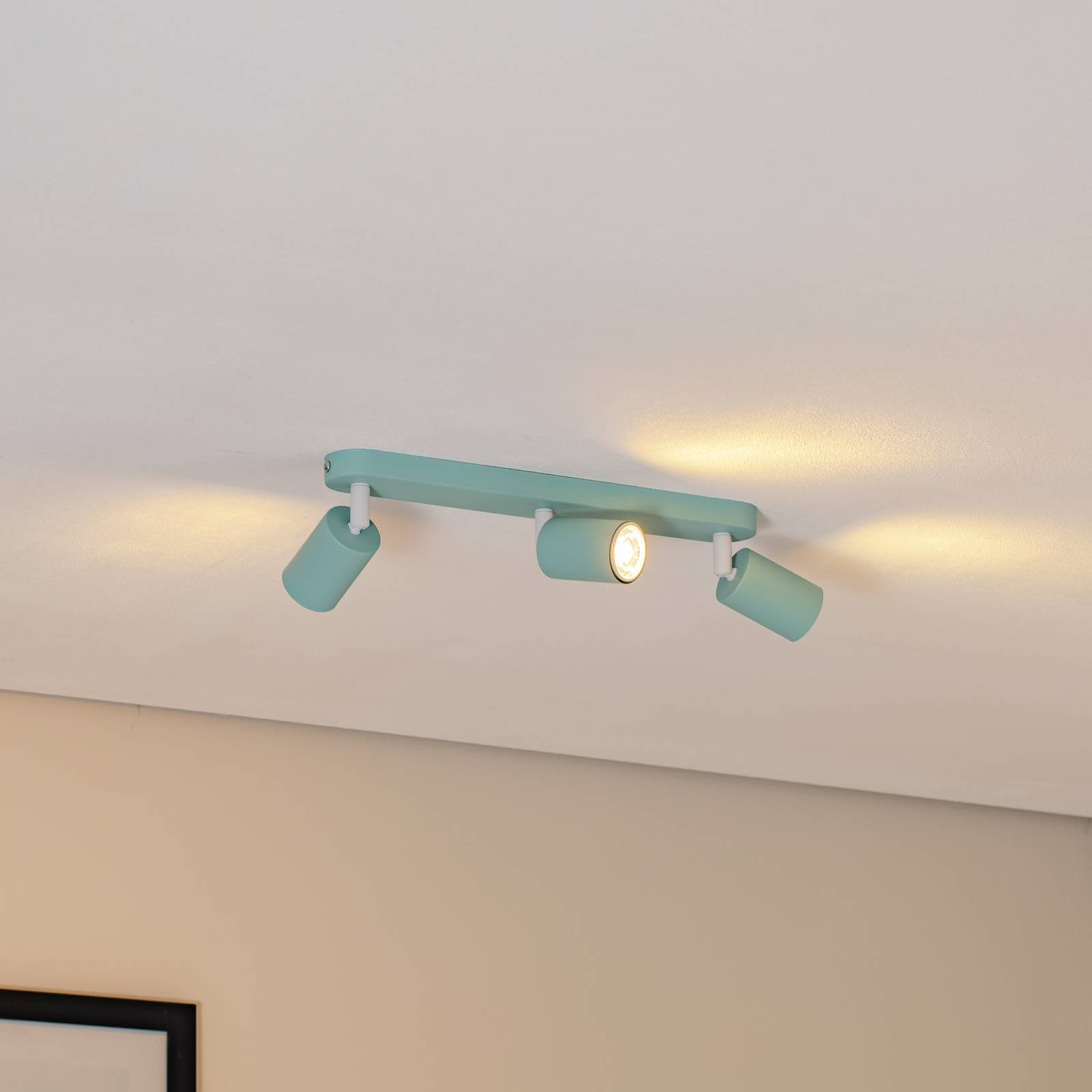 Deckenstrahler Livia, mintgrün, 52 cm, 3-flg., Metall, GU10