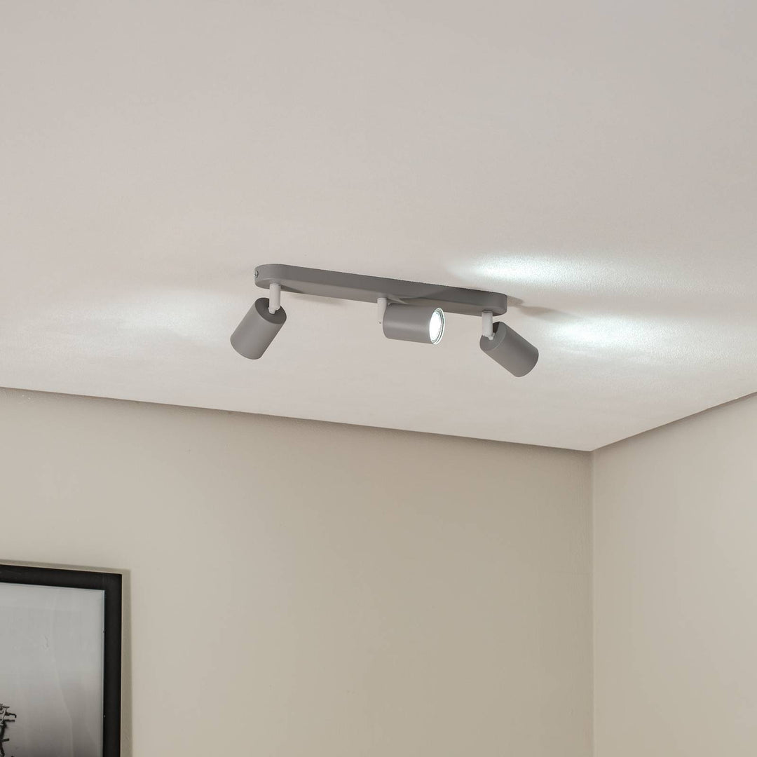 Deckenstrahler Livia, grau, 52 cm, 3-flg., Metall, GU10