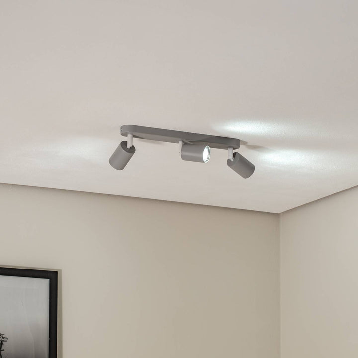 Deckenstrahler Livia, grau, 52 cm, 3-flg., Metall, GU10