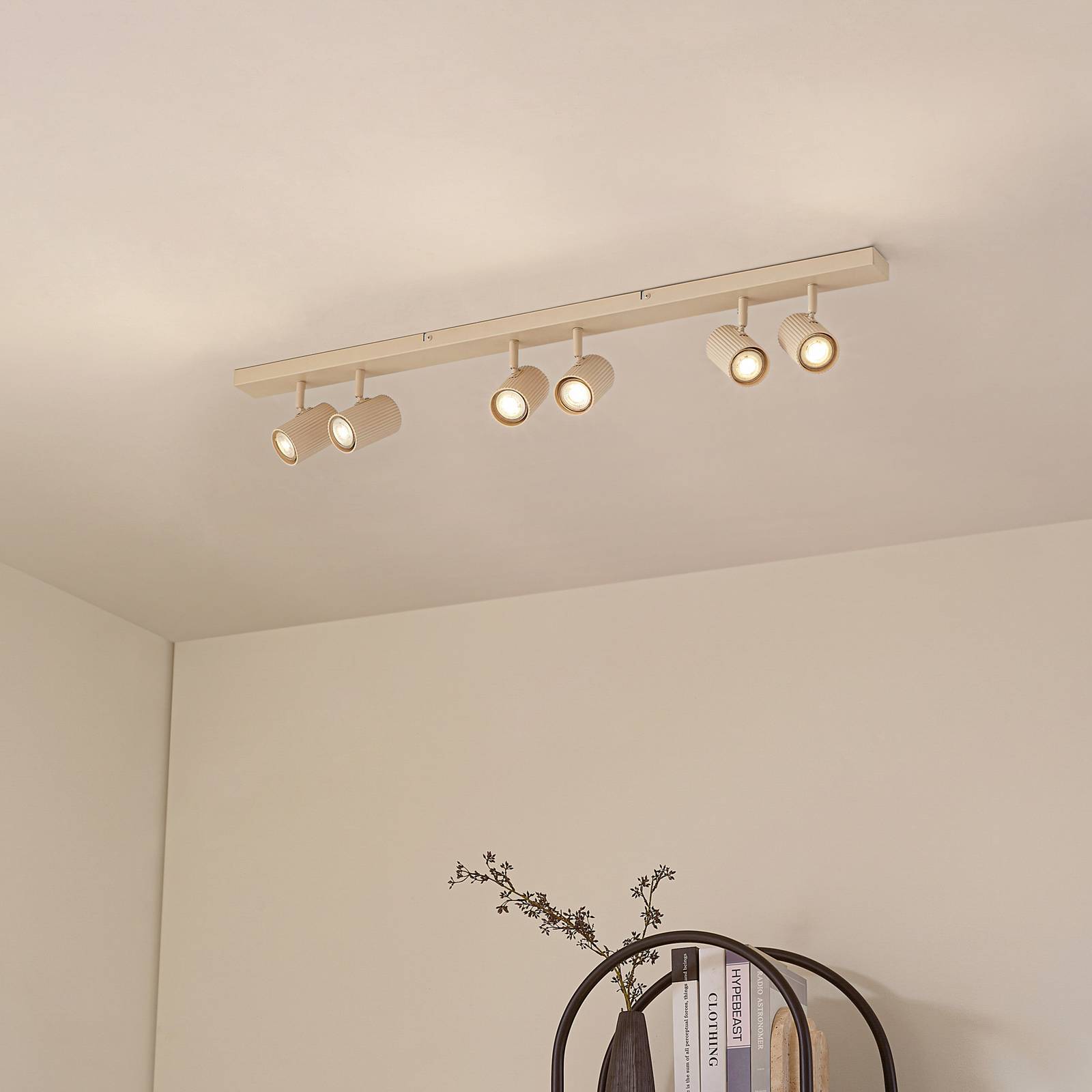 Lindby Deckenstrahler Kardis, beige, 6-flg., Metall, GU10