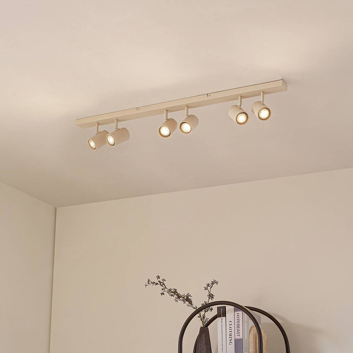 Lindby Deckenstrahler Kardis, beige, 6-flg., Metall, GU10