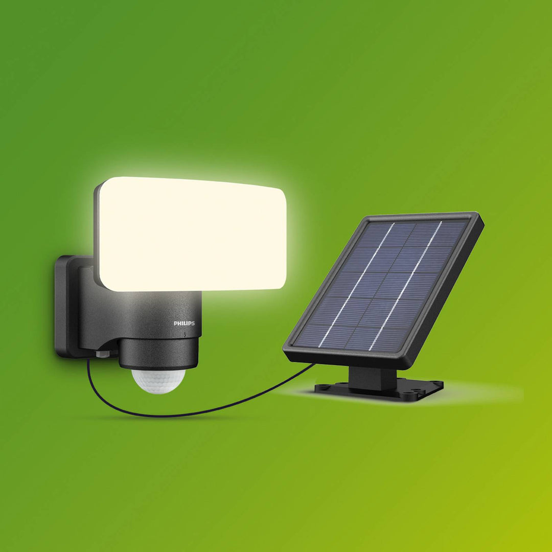 Philips LED-Solar-Außenstrahler Tylus, schwarz 5.000K Sensor