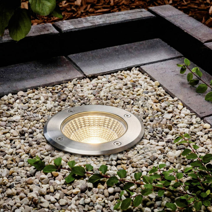 Arcchio LED-Bodeneinbauspot Thentos, Ø 12 cm 60° nickel IP67
