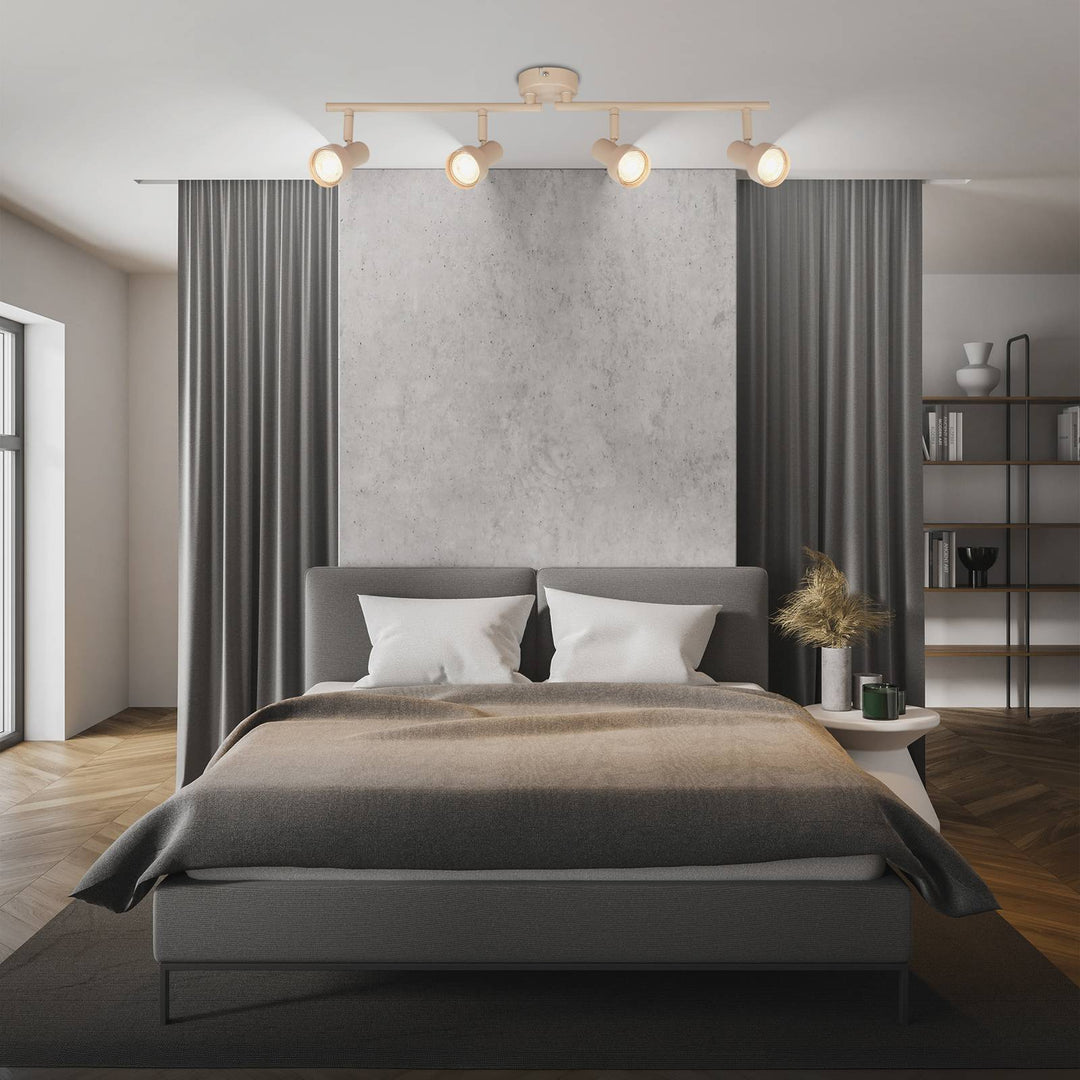 Deckenstrahler Tapp, beige, Länge 61 cm, 4-flg., Metall GU10