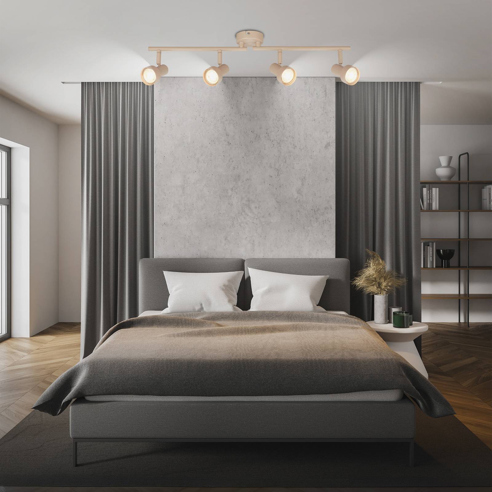 Deckenstrahler Tapp, beige, Länge 61 cm, 4-flg., Metall GU10