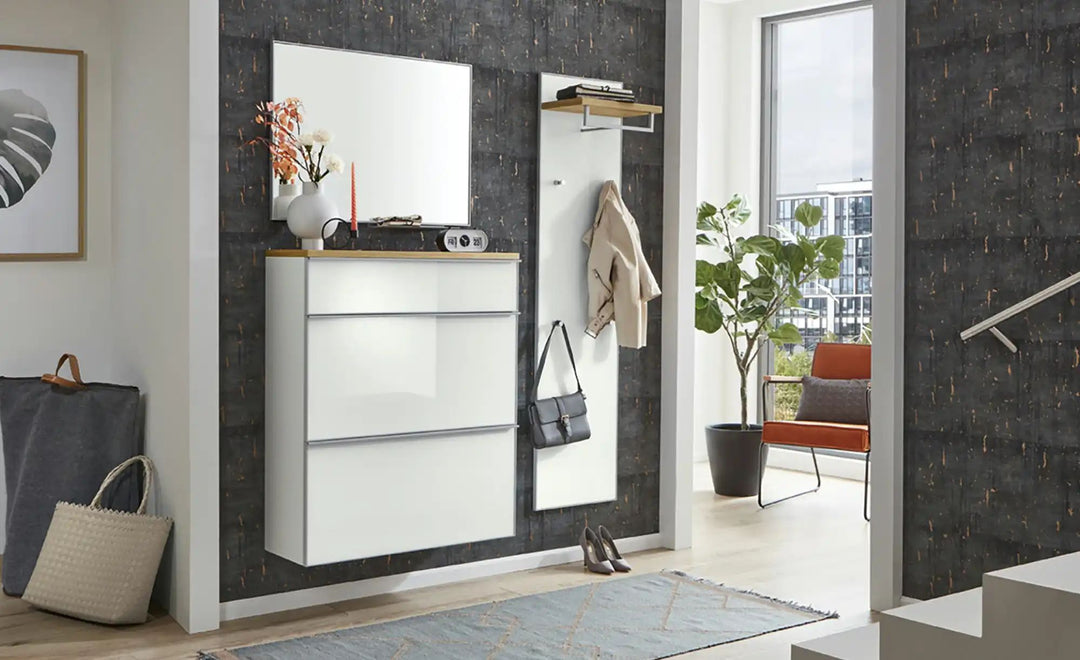 Garderobenpaneel Xena ¦ weiß ¦ Holzwerkstoff,Glas ¦ Maße (cm): B: 42 H: 170 T: 27.0 Garderoben &amp; Kleiderstangen