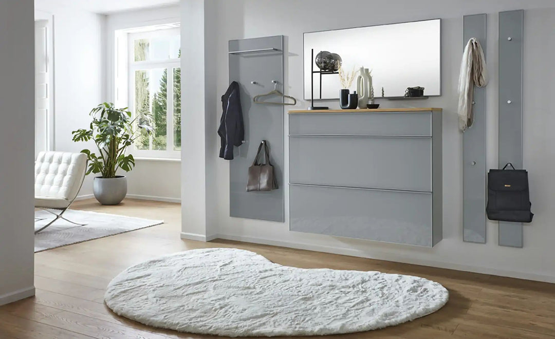 Garderobenpaneel Xena ¦ grau ¦ Holzwerkstoff,Glas ¦ Maße (cm): B: 60 H: 170 T: 10.0 Garderoben &amp; Kleiderstangen