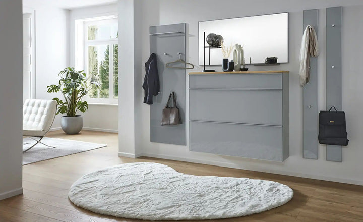 Garderobenpaneel Xena ¦ grau ¦ Holzwerkstoff,Glas ¦ Maße (cm): B: 60 H: 170 T: 10.0 Garderoben &amp; Kleiderstangen