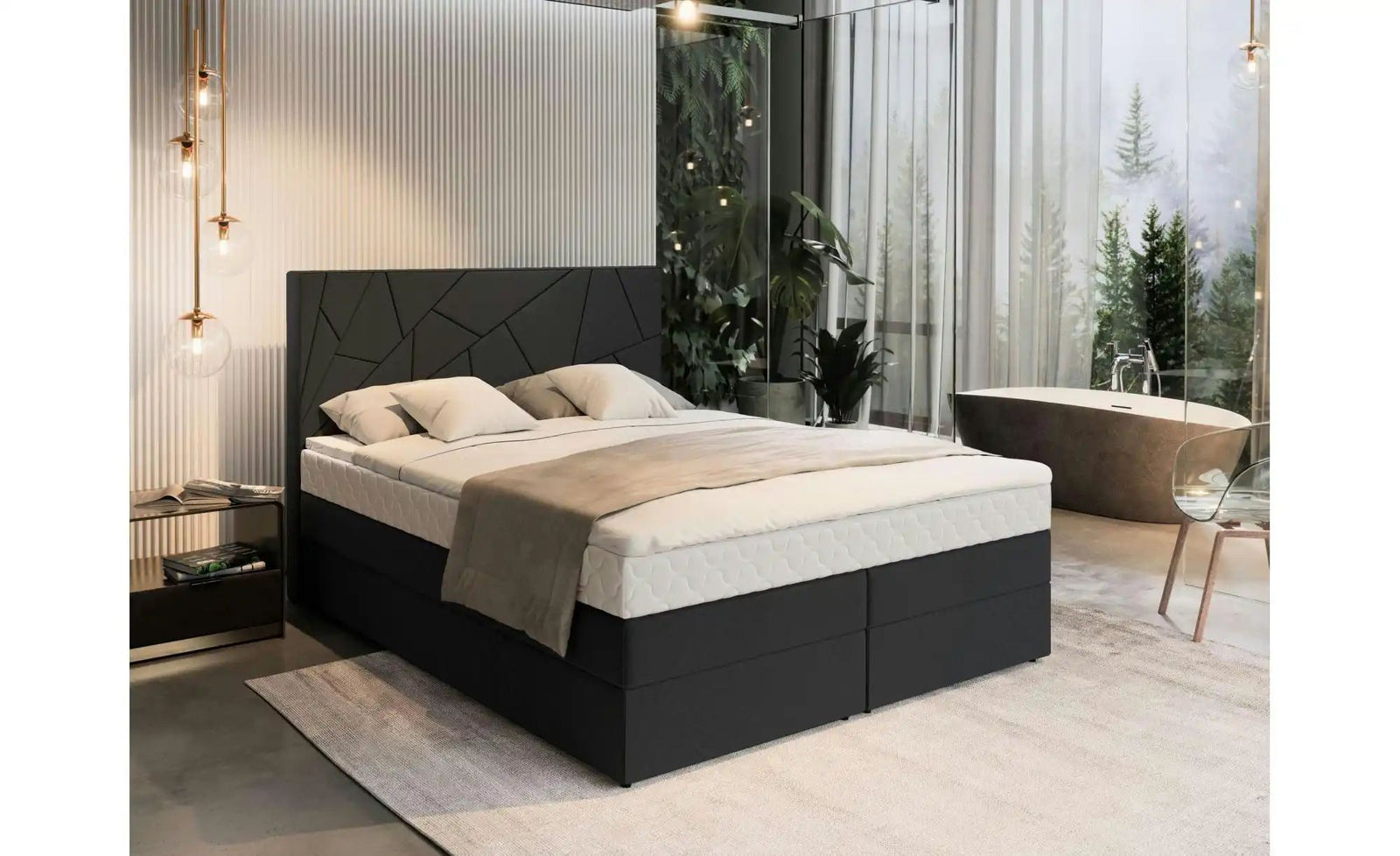 MASSENO Boxbett mit Bettkasten Trani ¦ schwarz ¦ Maße (cm): B: 180 H: 115 Betten