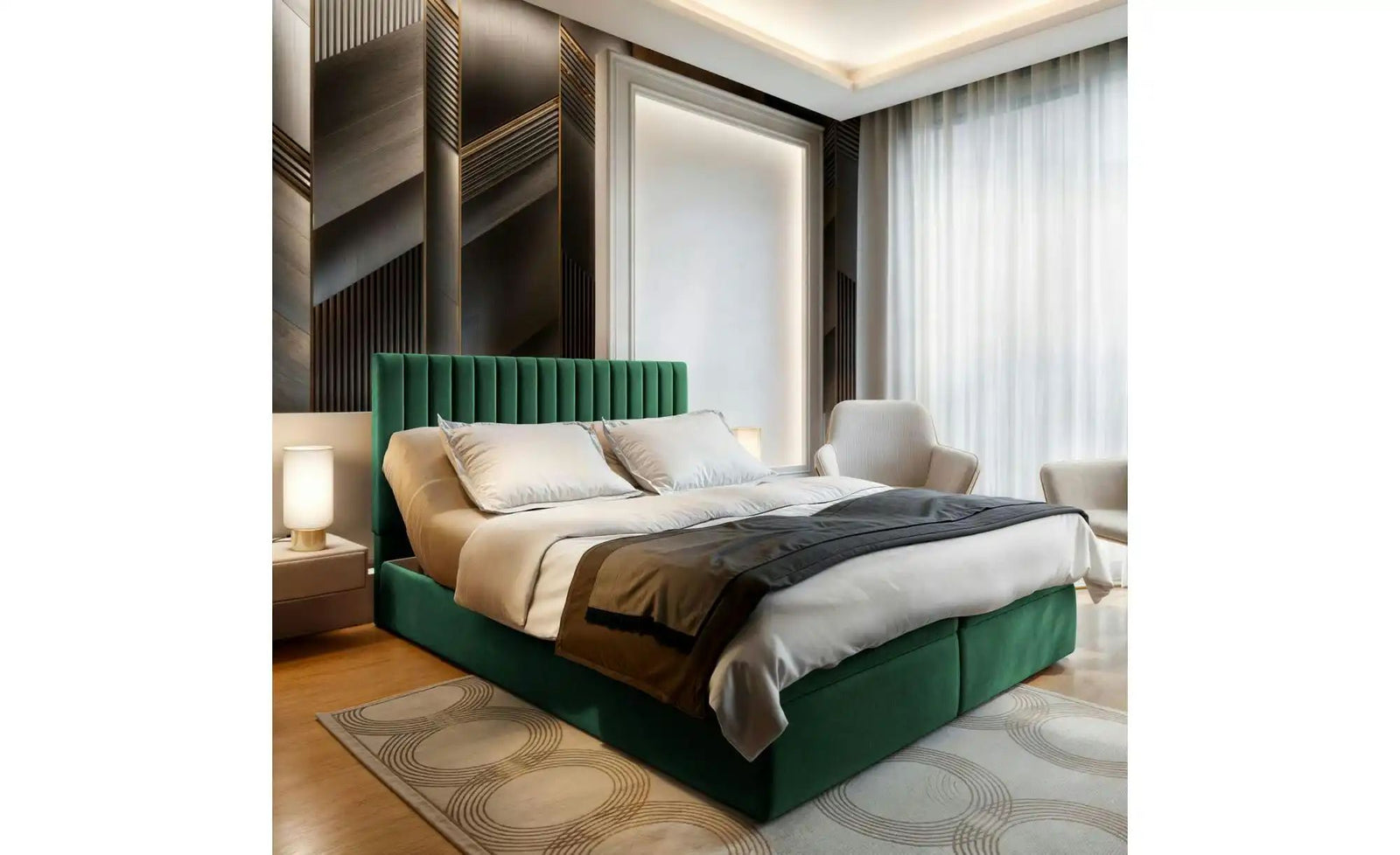 MASSENO Boxbett mit Bettkasten Murlo ¦ grün ¦ Maße (cm): B: 160 H: 98 Betten