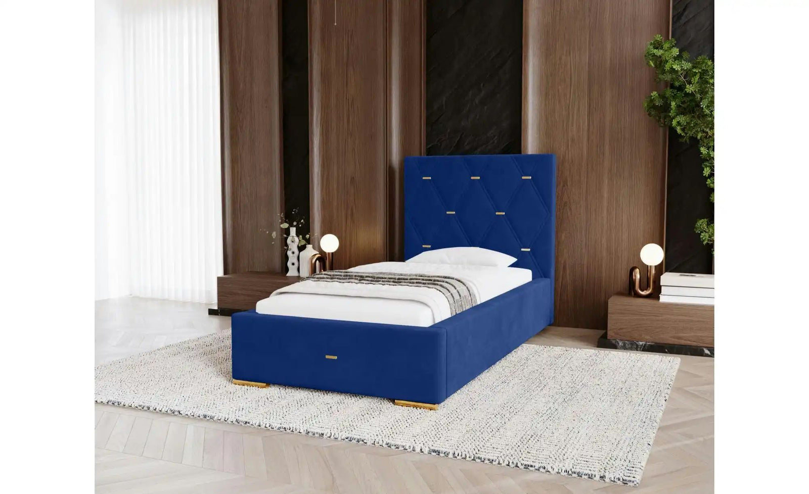 Polsterbett mit Stauraum Gwithian ¦ blau ¦ Maße (cm): B: 95 H: 100 Betten