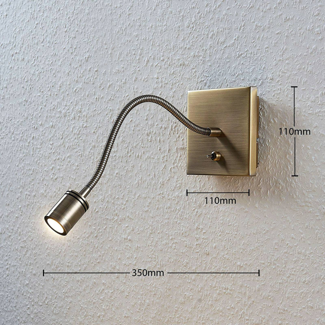 Lindby LED-Wandlampe Mayar, messing, Metall, Leselampe, 11cm