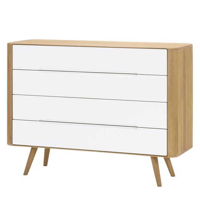 Kommode mit Schubladen 120 x 90 x 42cm Braun/Weiß/Weiß/Wildeiche
