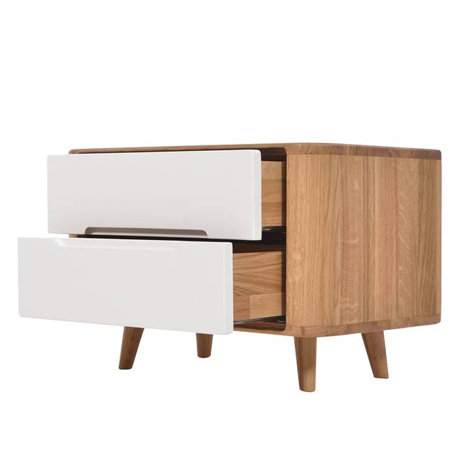 Nachtkommode I 60 x 40 x 42cm Braun/Weiß/Weiß