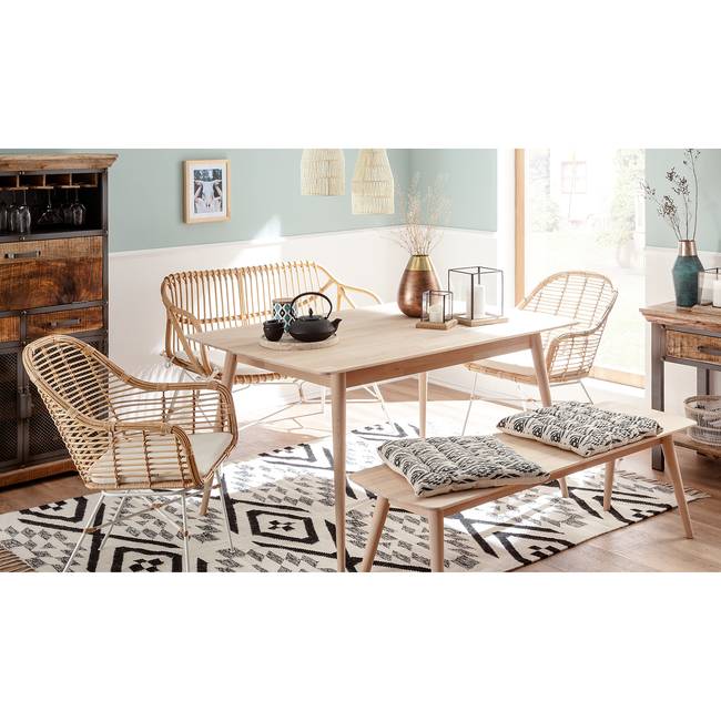 Massive Sitzbank 140cm Beige/Buche Weißöl