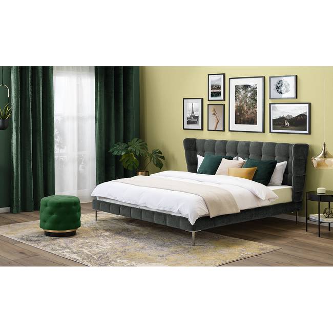 Polsterbett Neo Samt 140 x 200cm Webstoff Grau/Anthrazit