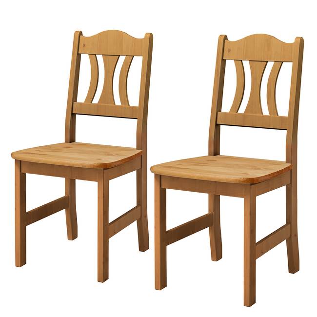 Esszimmerstuhl Bastide 2er-Set 44 x 92 x 45cm Braun/Kiefer