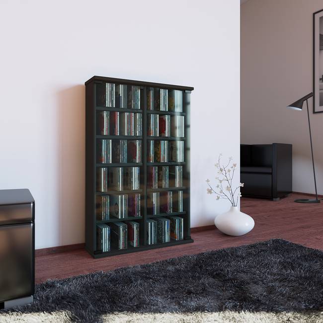 Vitrinenschrank Roma 60 x 92 x 18cm Schwarz/Schwarz