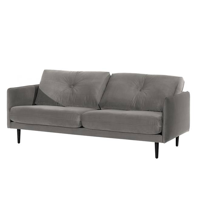 Sofa Pigna 3-Sitzer Grau/Lichtgrau Samt Ravi 208 x 86 x 94cm Skandi