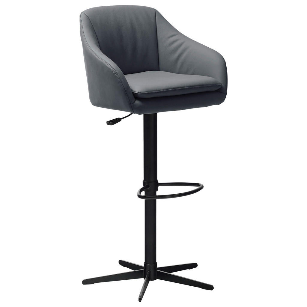 Cassando Barhocker, Blau, Schwarz, Metall, Leder, Echtl