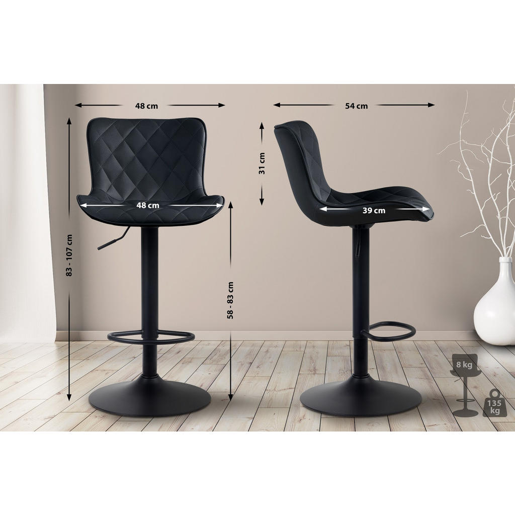 CLP Barhocker, Schwarz, Metall, 48x83x54 cm, Esszimmer,