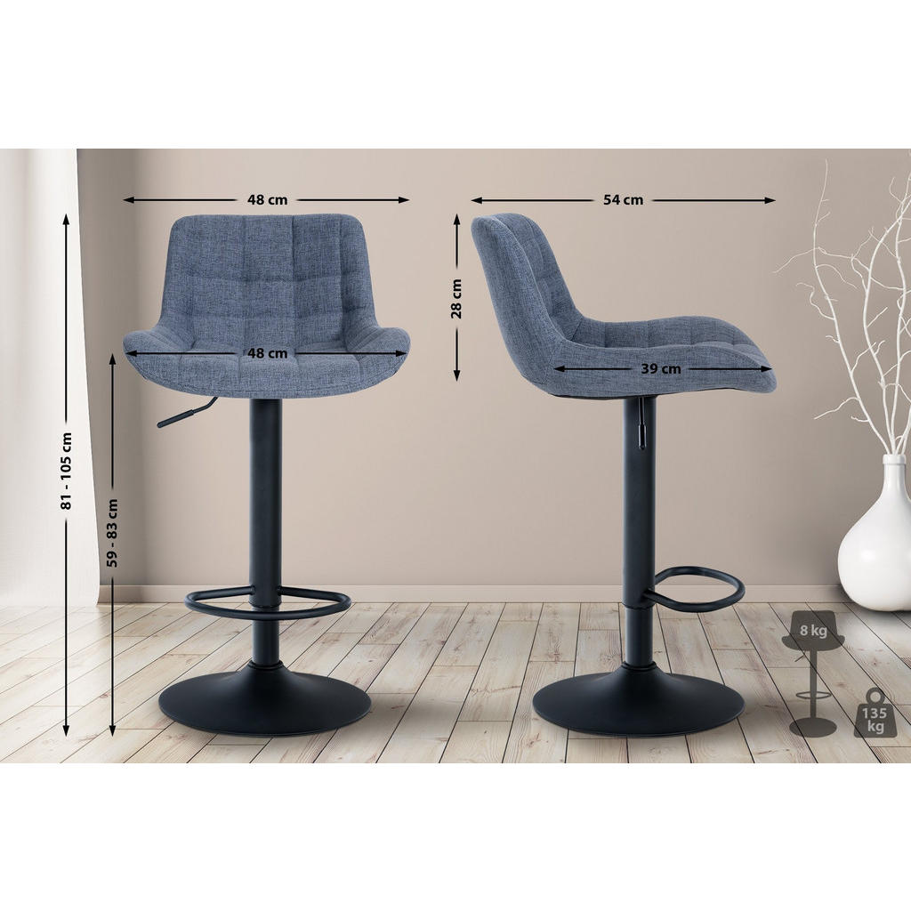 CLP Barhocker, Blau, Metall, 48x81x54 cm, Esszimmer, Ba