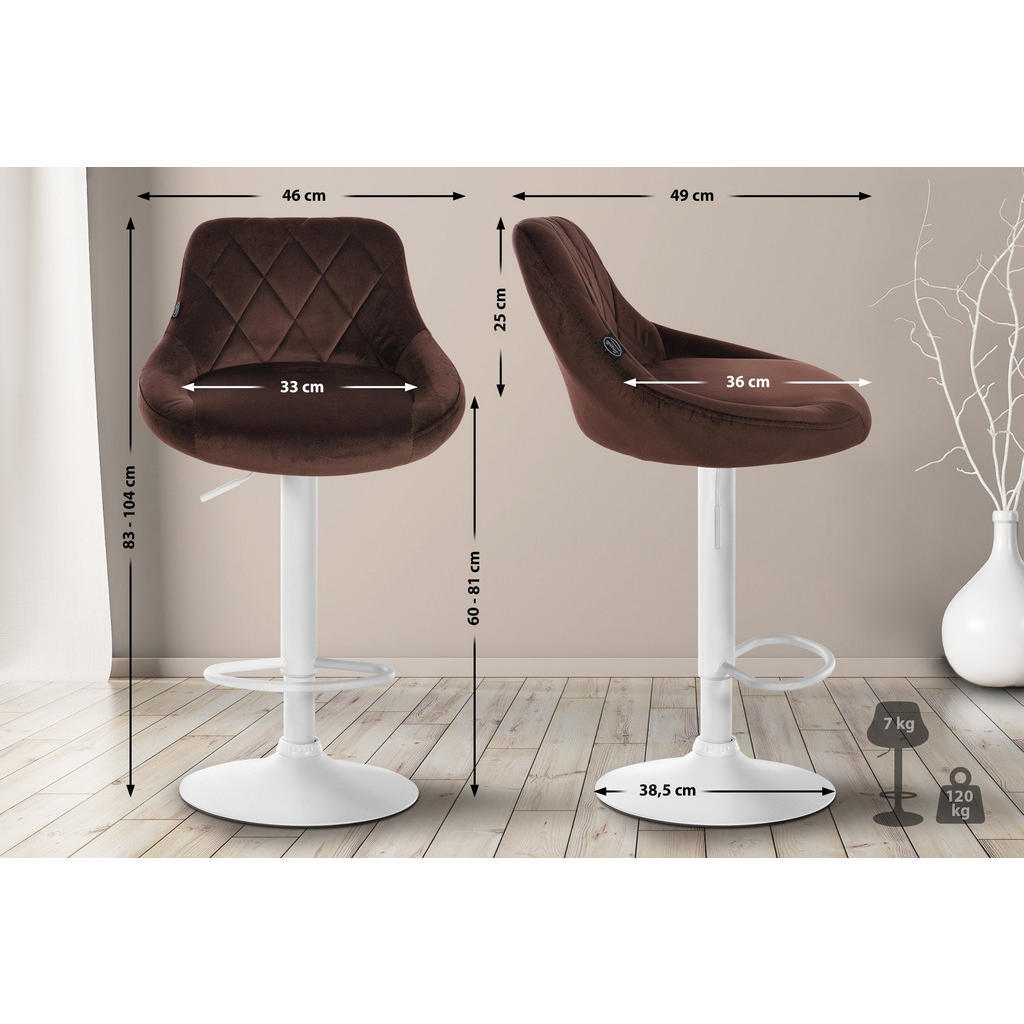 CLP Barhocker, Braun, Metall, 46x83x49 cm, Esszimmer, B