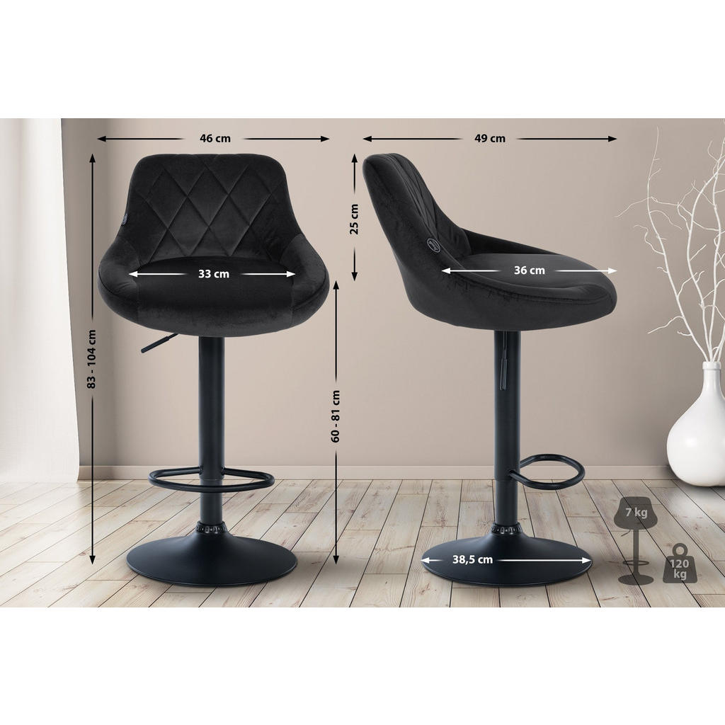 CLP Barhocker, Schwarz, Metall, 46x83x49 cm, Esszimmer,