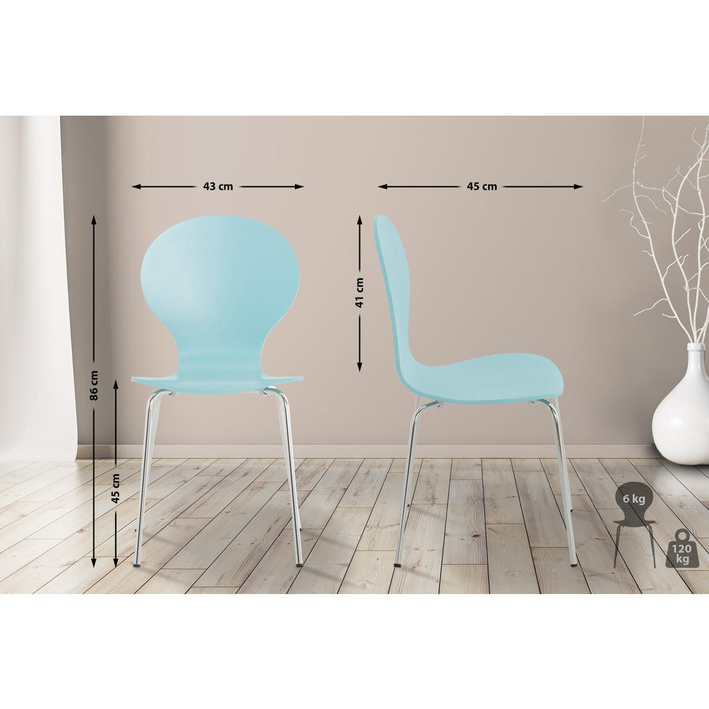 CLP Besucherstuhl, Hellblau, Metall, 43x86x45 cm, Arbei