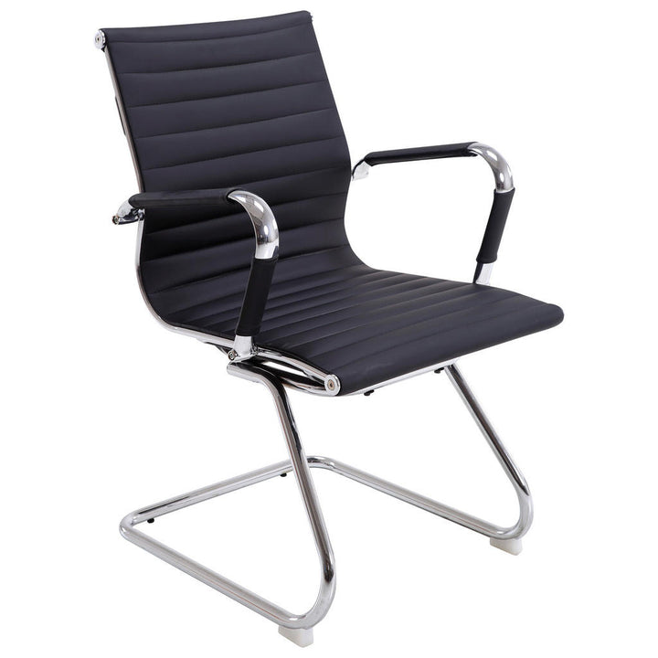 Mid.you Besucherstuhl, Schwarz, Chrom, Metall, Textil,