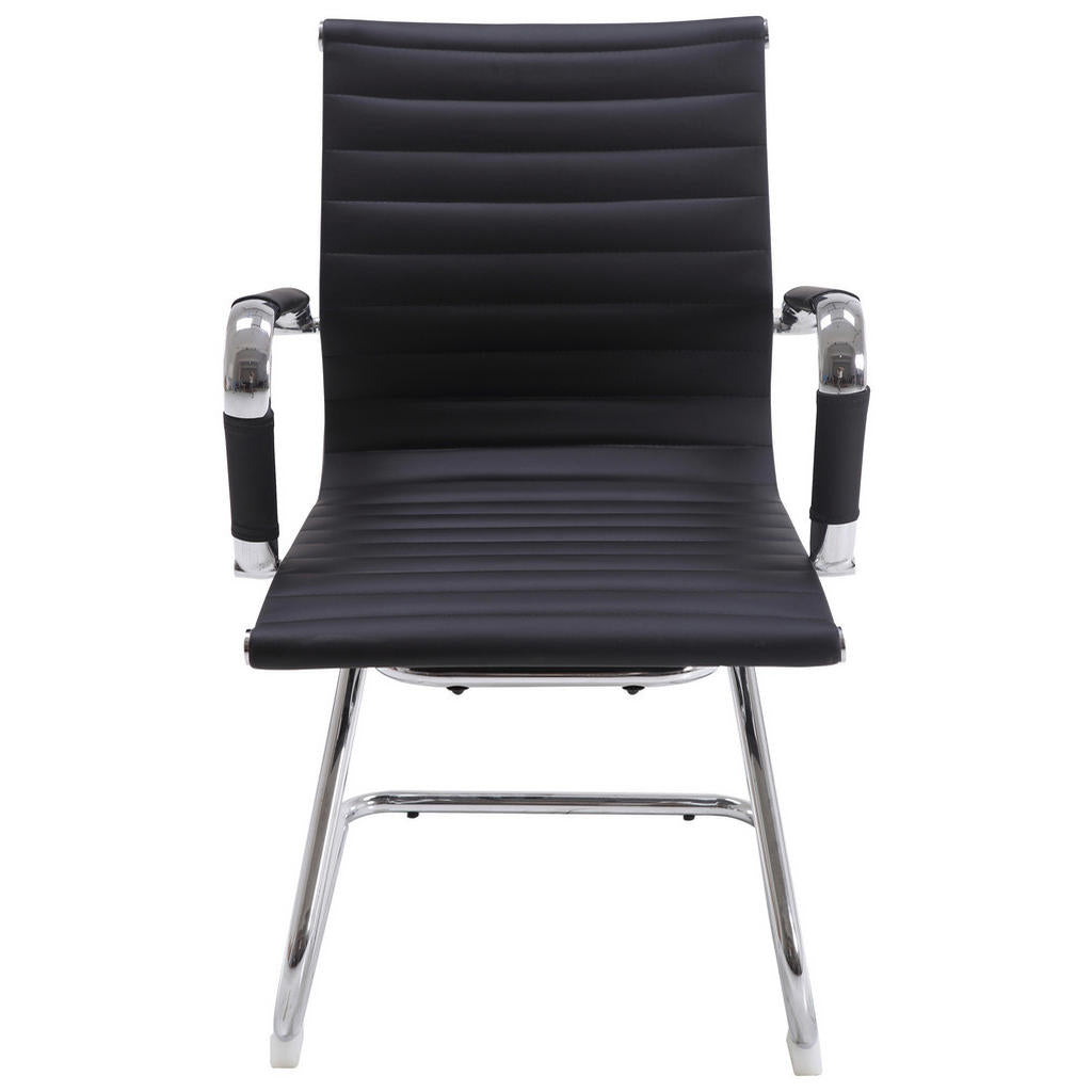 Mid.you Besucherstuhl, Schwarz, Chrom, Metall, Textil,