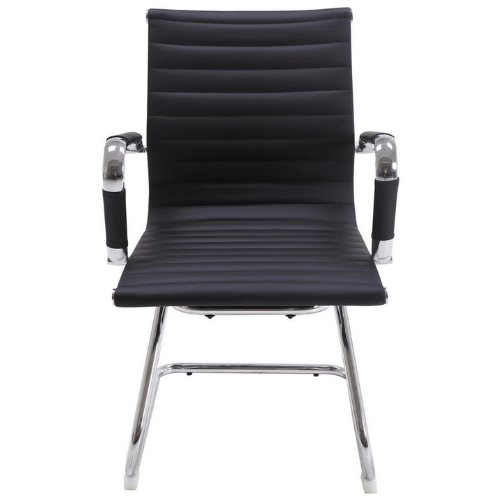 Mid.you Besucherstuhl, Schwarz, Chrom, Metall, Textil,
