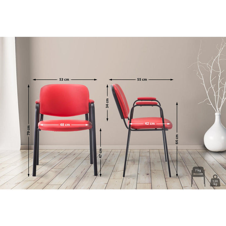 CLP Besucherstuhl, Rot, Metall, 53x79x55 cm, Arbeitszim