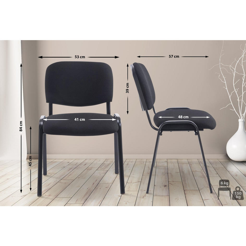CLP Besucherstuhl, Schwarz, Metall, 53x84x57 cm, Arbeit