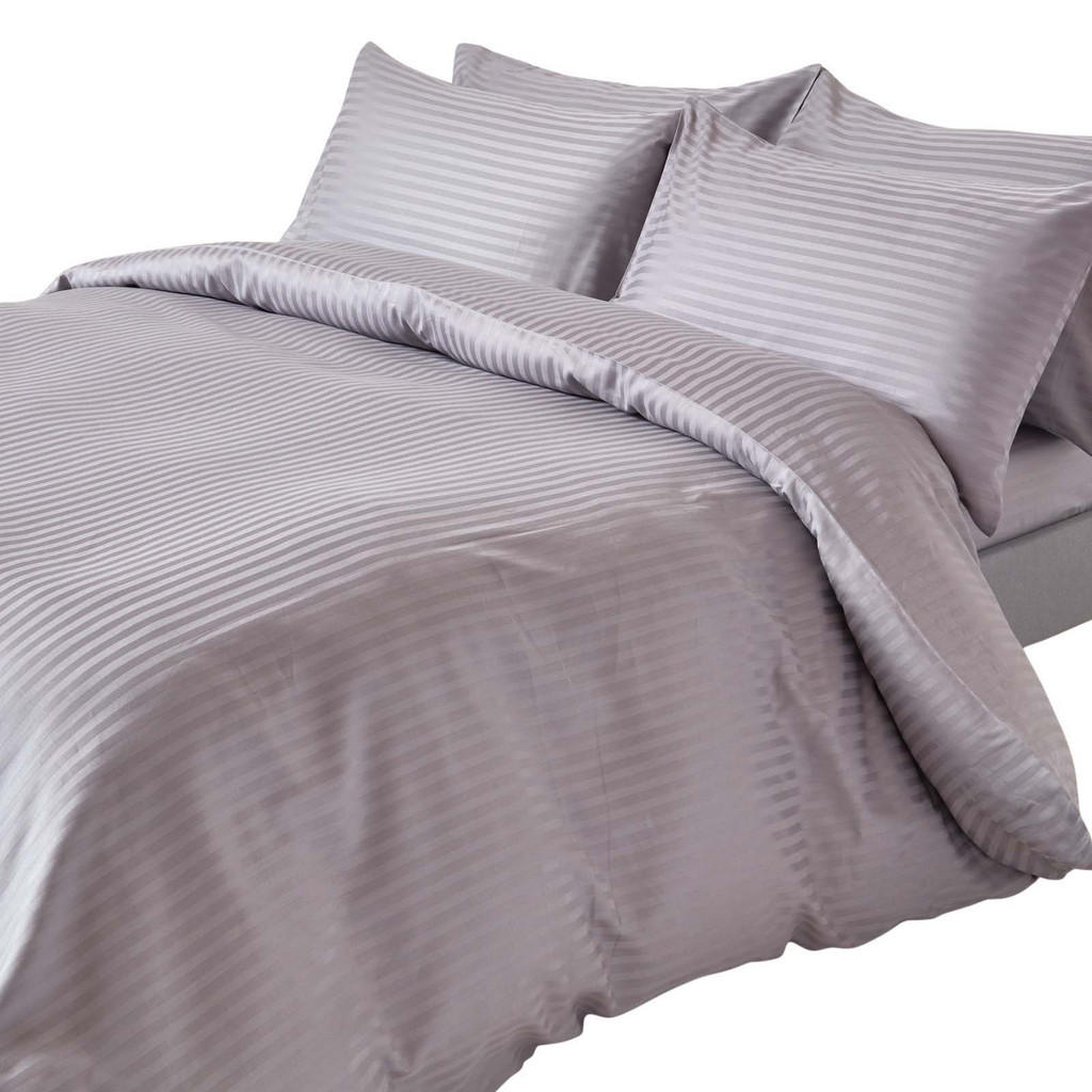 Homescapes Bettwäsche, Grau, Textil, Gestreift, Rechtec